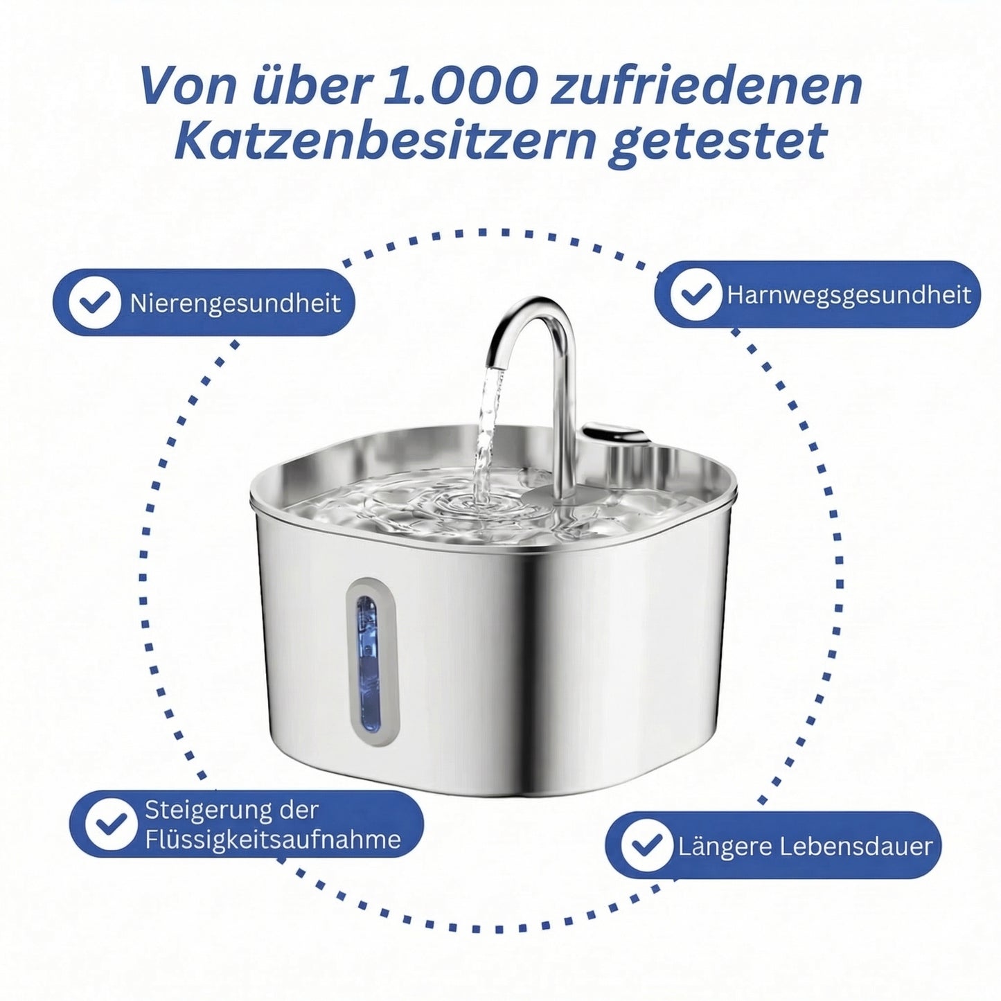 PureFlow™ Pro — Edelstahl Trinkbrunnen für Katzen