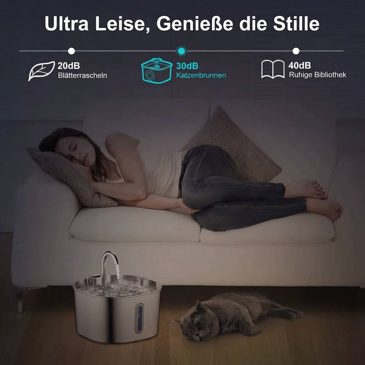 PureFlow™ Pro — Edelstahl Trinkbrunnen für Katzen